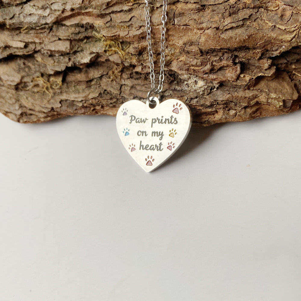 Paw Prints On My Heart Necklace