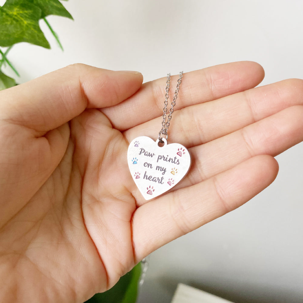 Paw Prints On My Heart Necklace