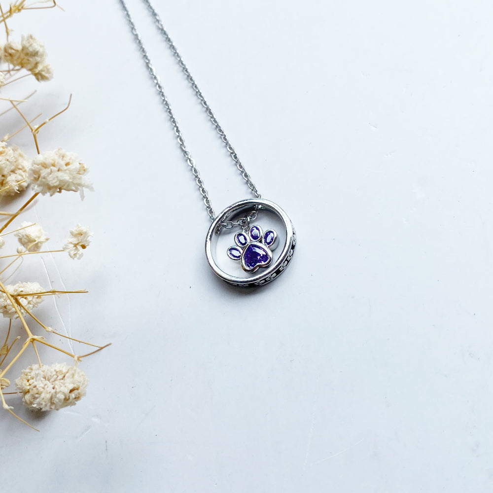 Paw Halo Birthstone Necklaces
