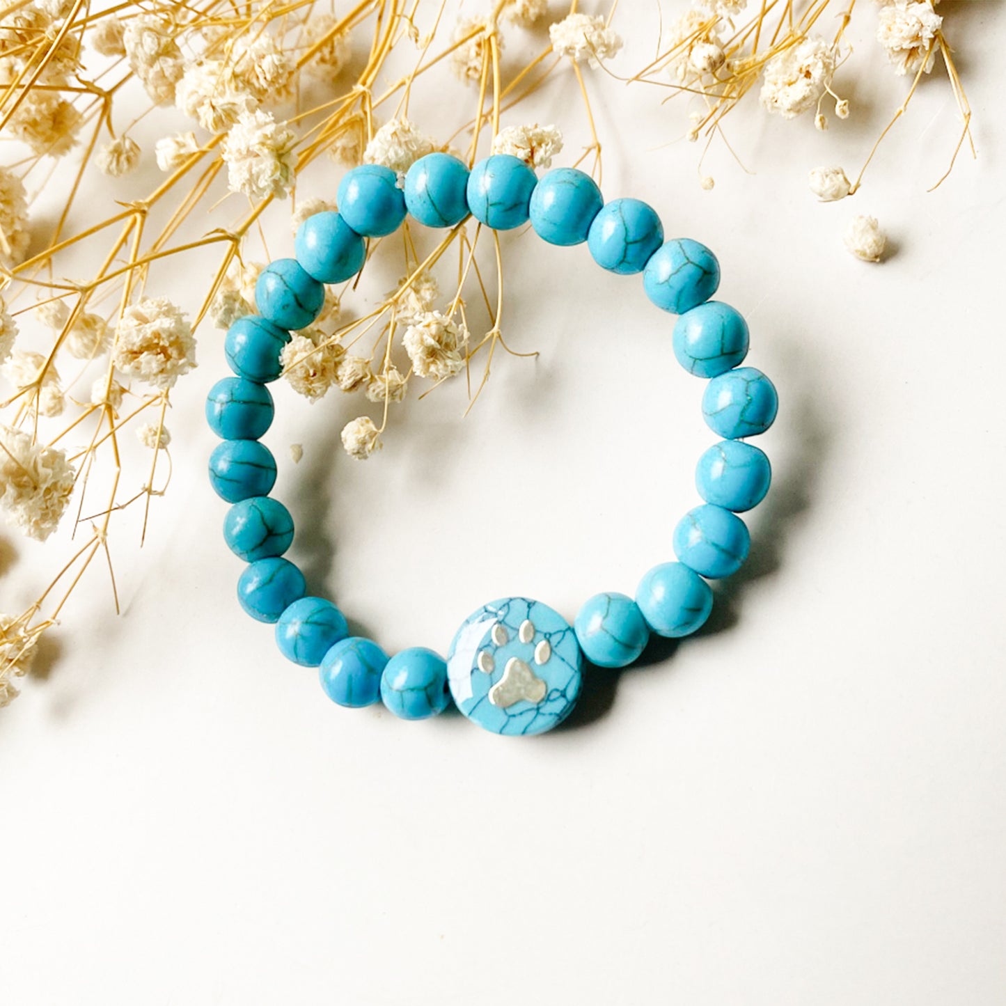 Turquoise Beaded Paw Bracelet
