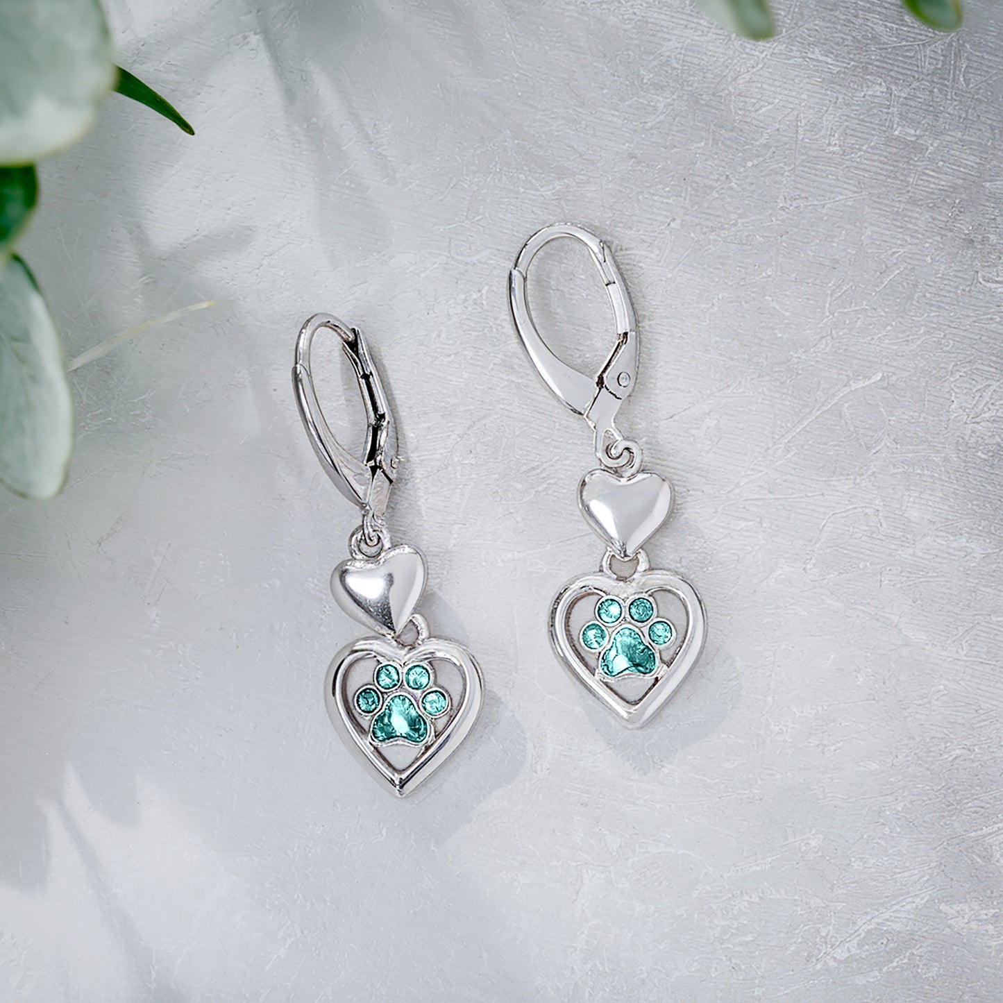 Paw Heart Birthstone Earrings
