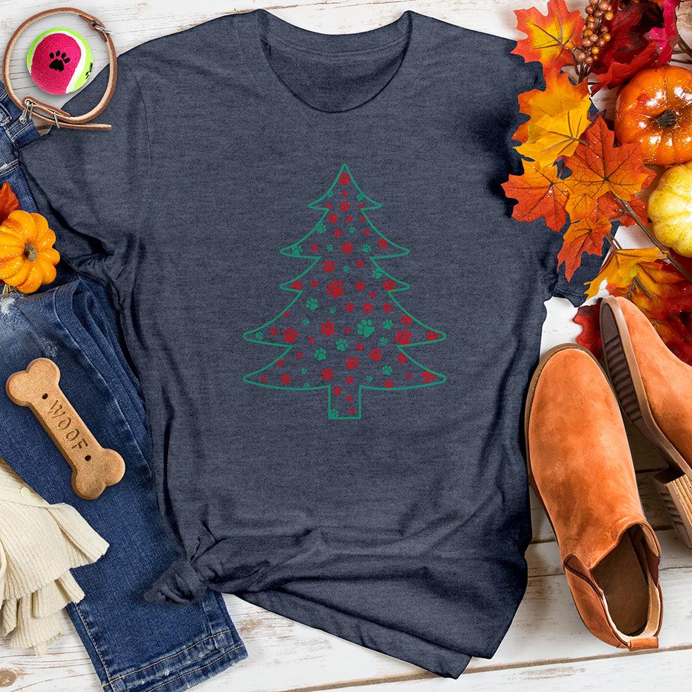 Christmas Tree Paw Print Tee