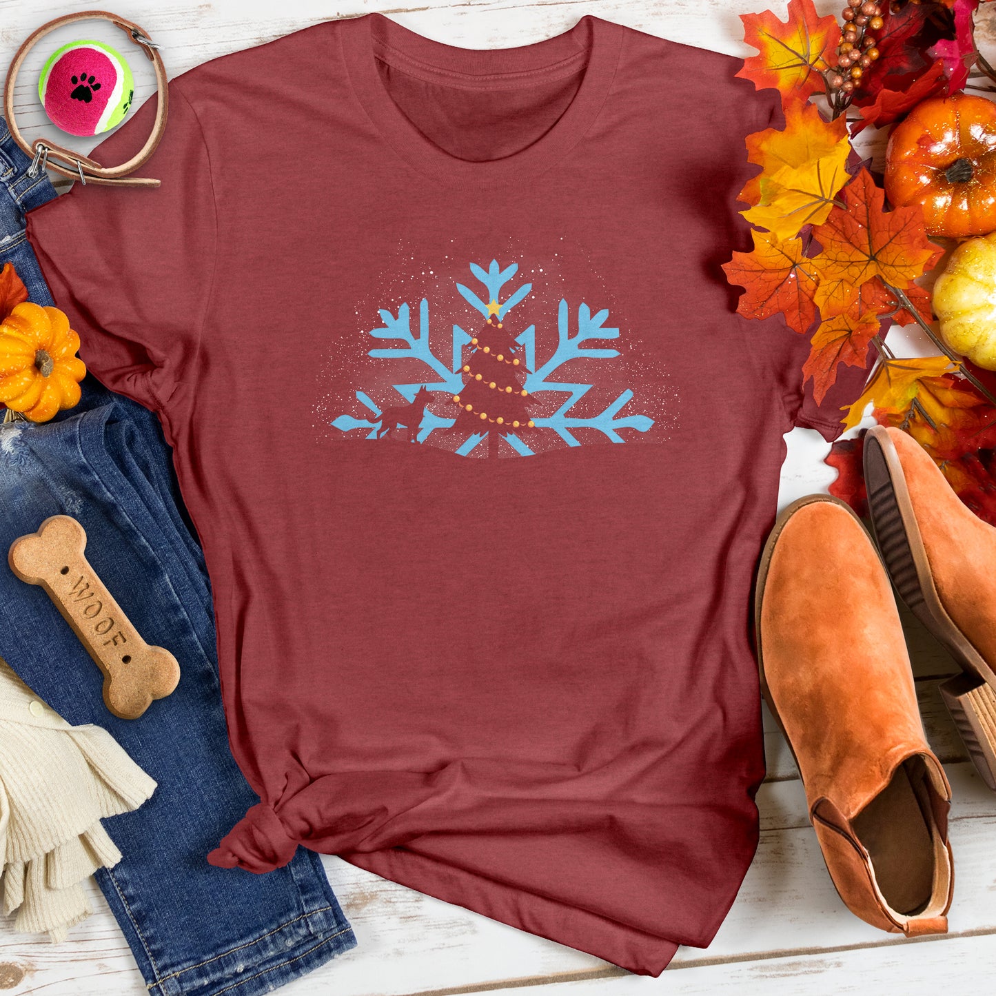 Snowflake Pup & Tree Tee