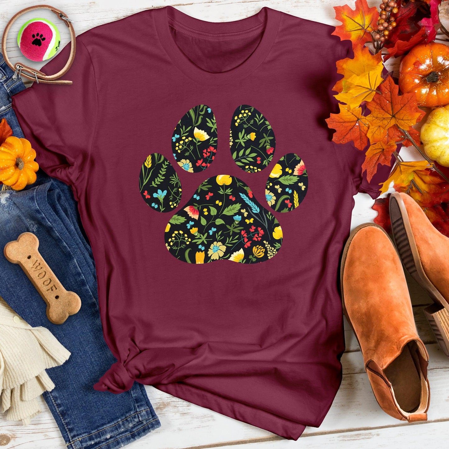 Floral Paw Print Tee
