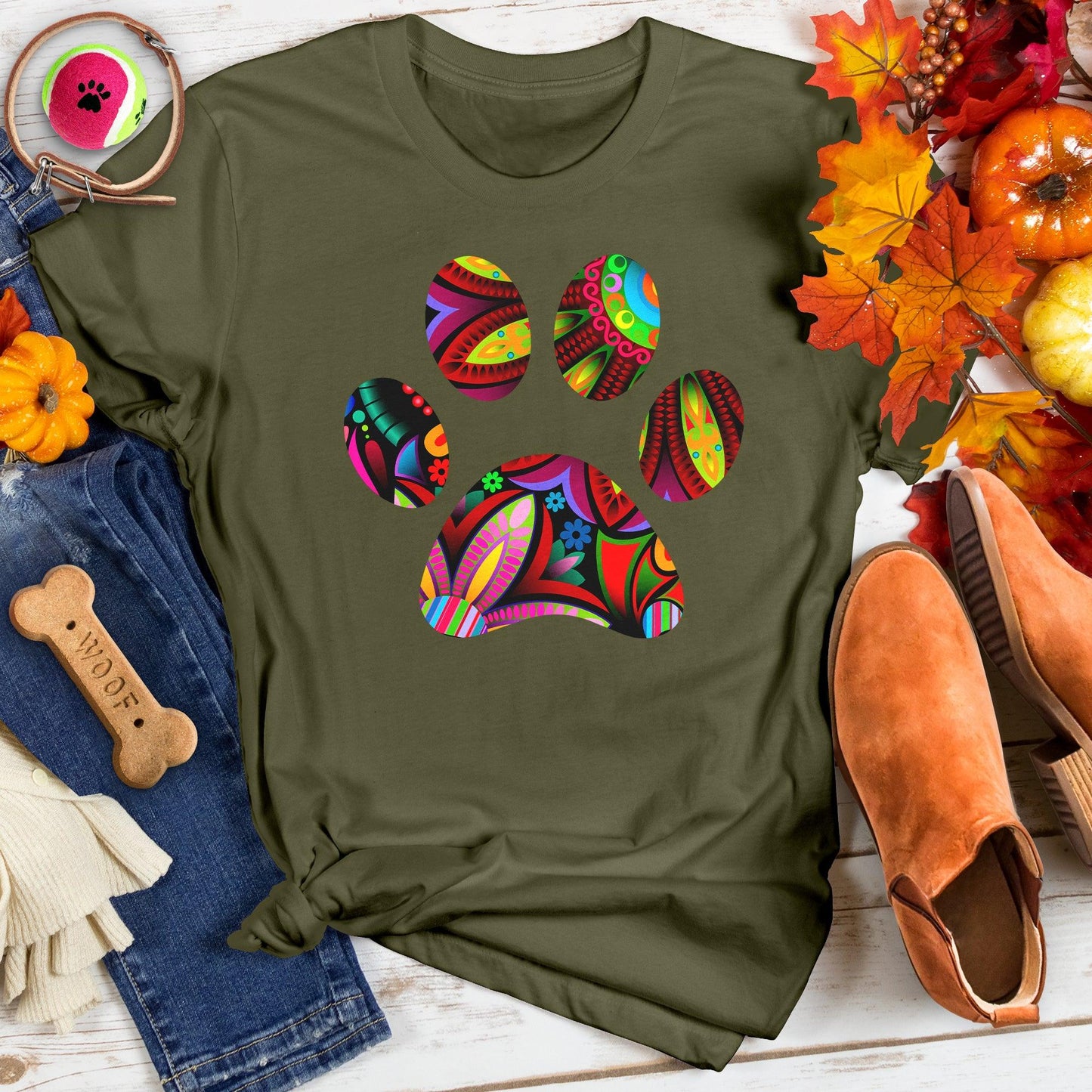 Flower Ornament Paw Tee
