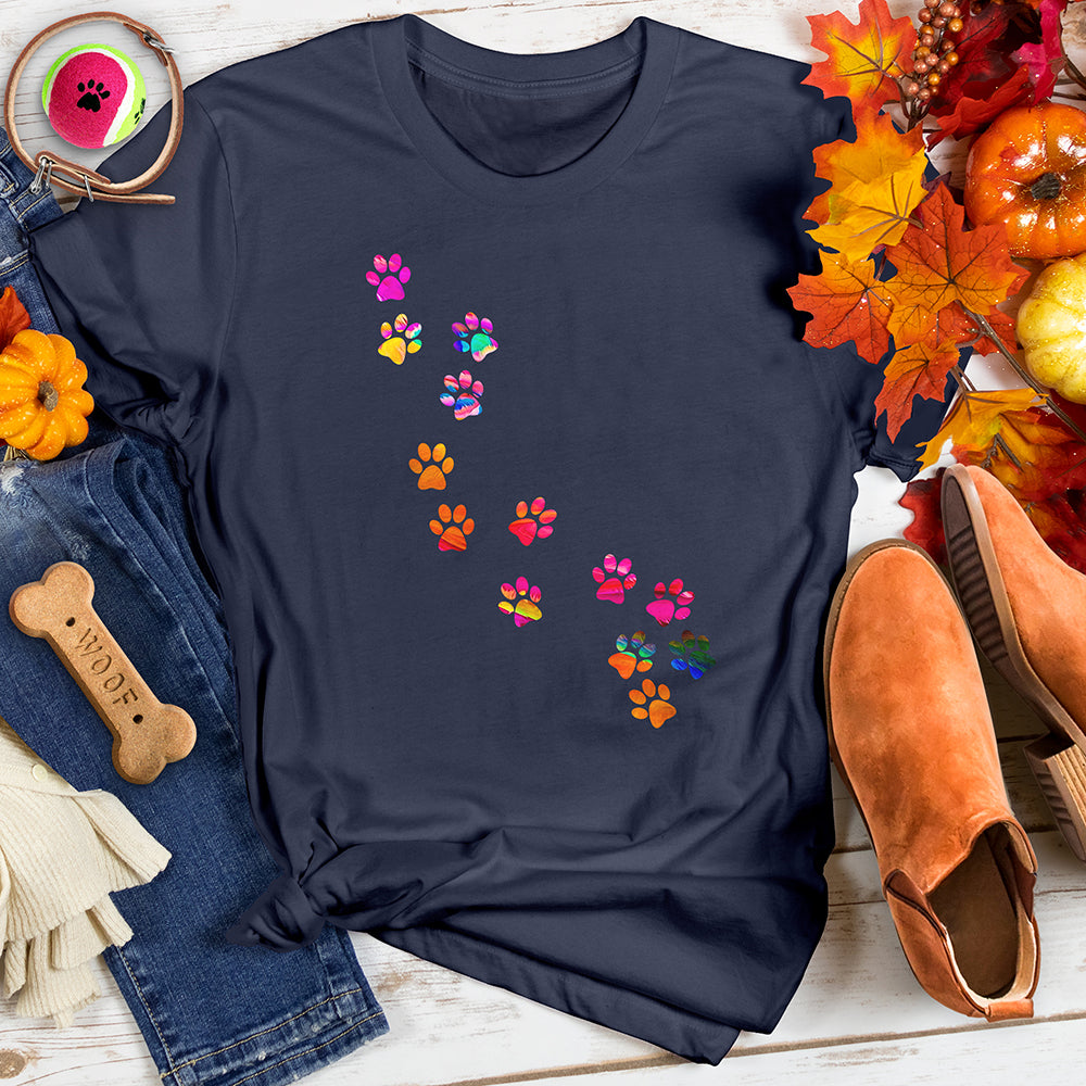 Colorful Paw Trail Tee
