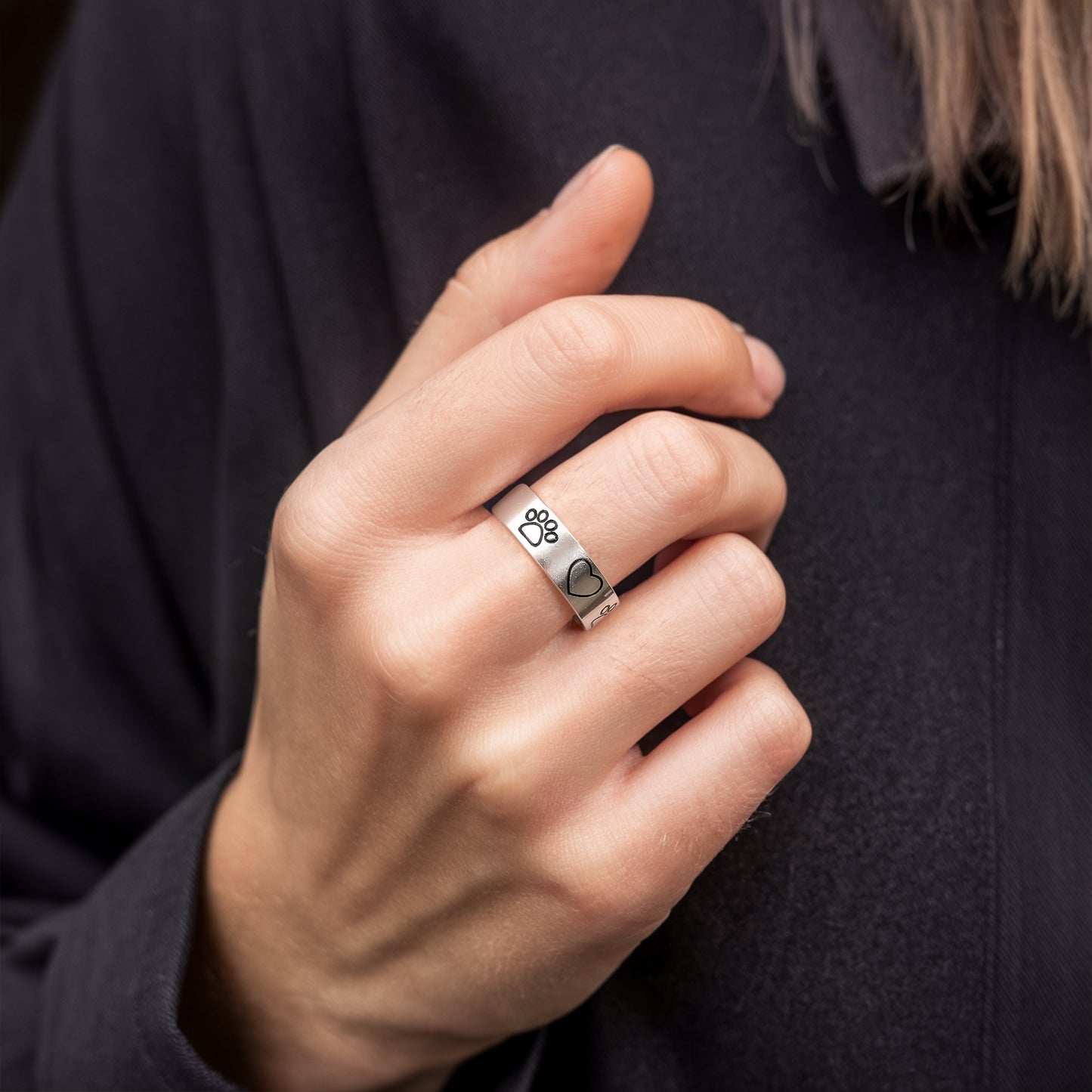 Heart Paw Minimalist Ring