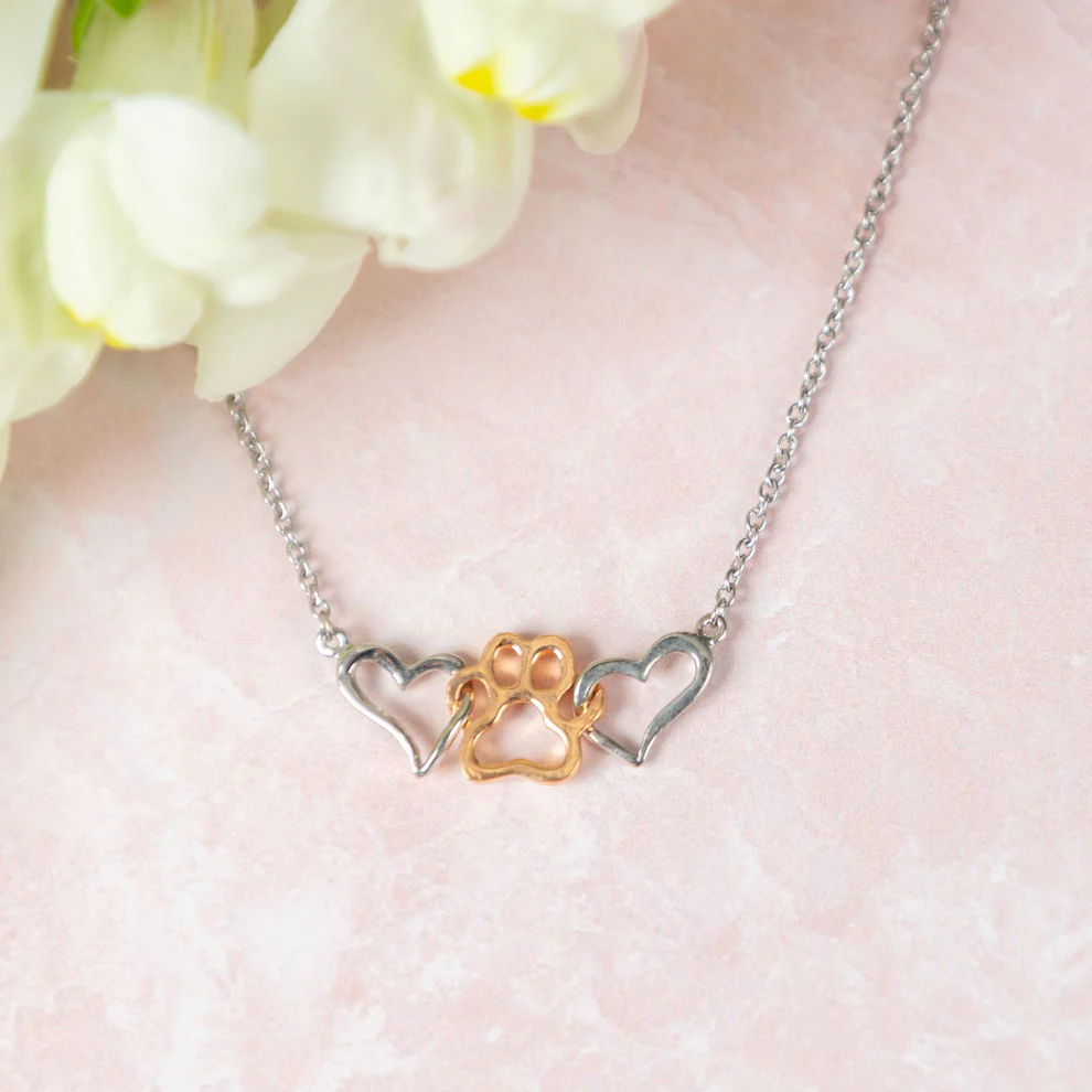 Heartfelt Paws Duo Necklace – Golden Love Edition