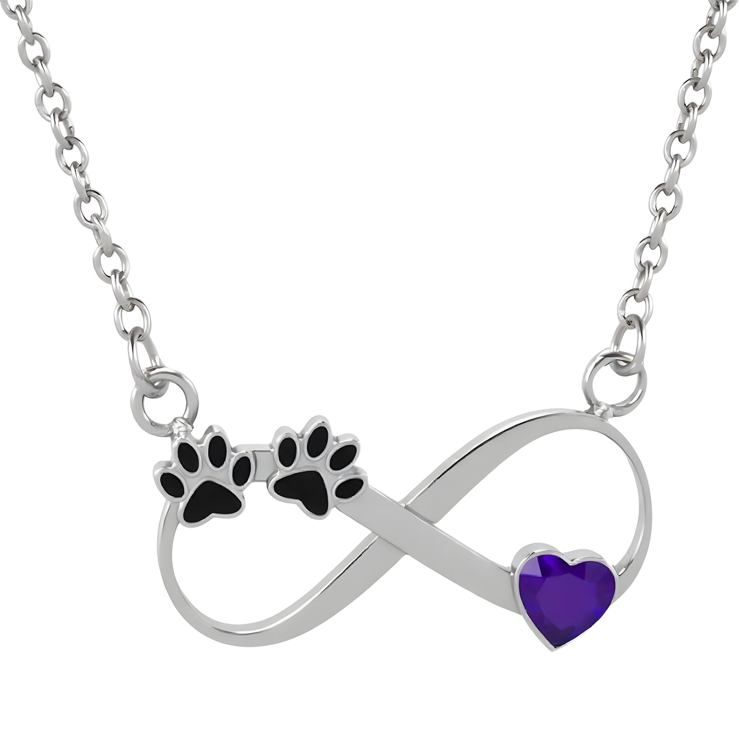 Infinity Birthstone Paw Print Necklaces