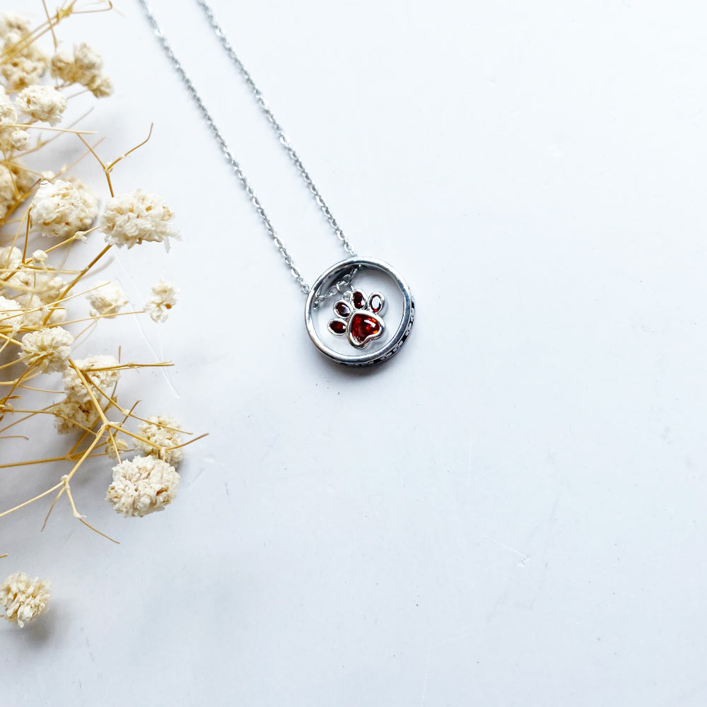 Paw Halo Birthstone Necklaces