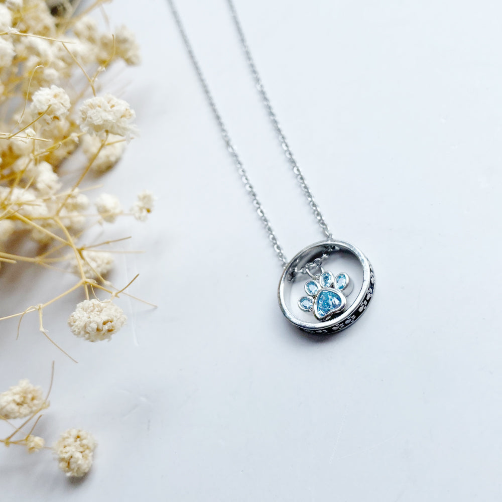 Paw Halo Birthstone Necklaces