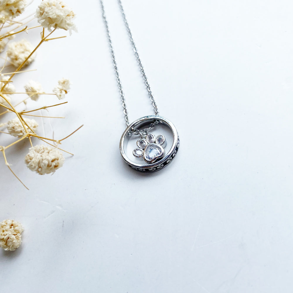 Paw Halo Birthstone Necklaces