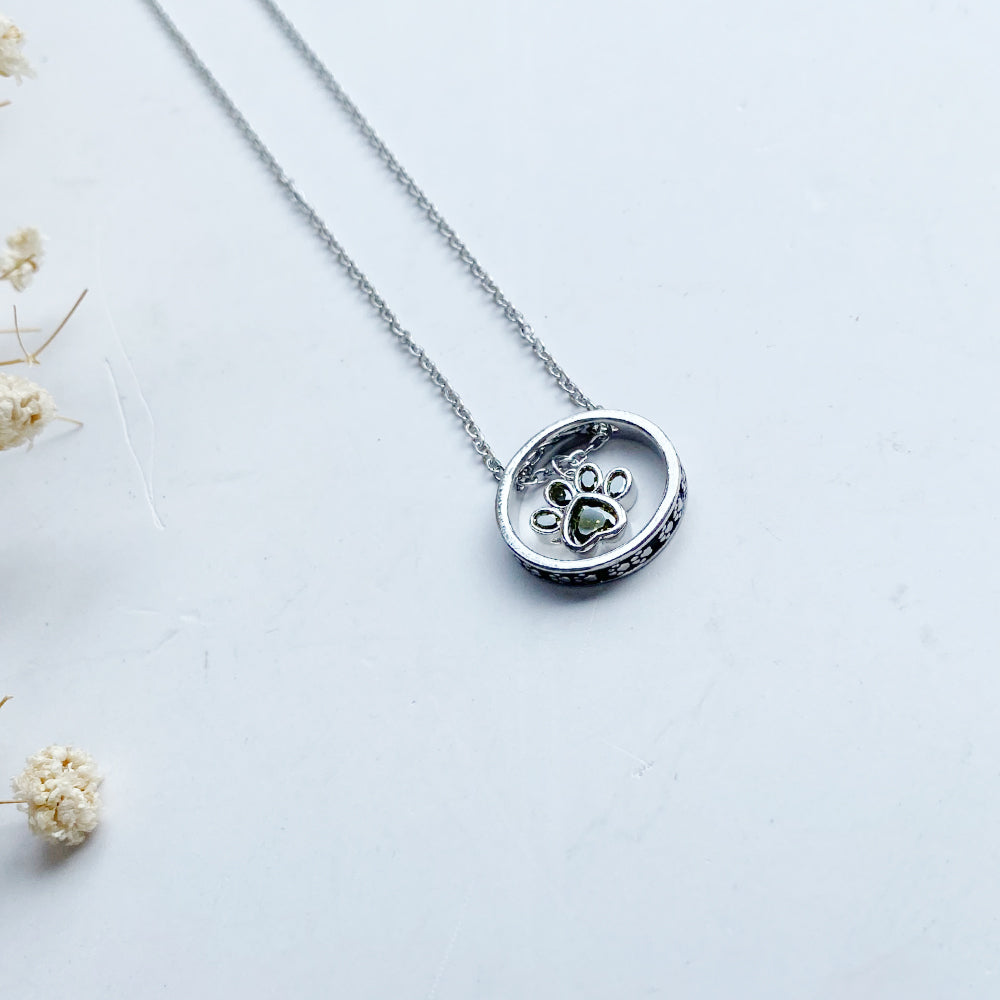 Paw Halo Birthstone Necklaces