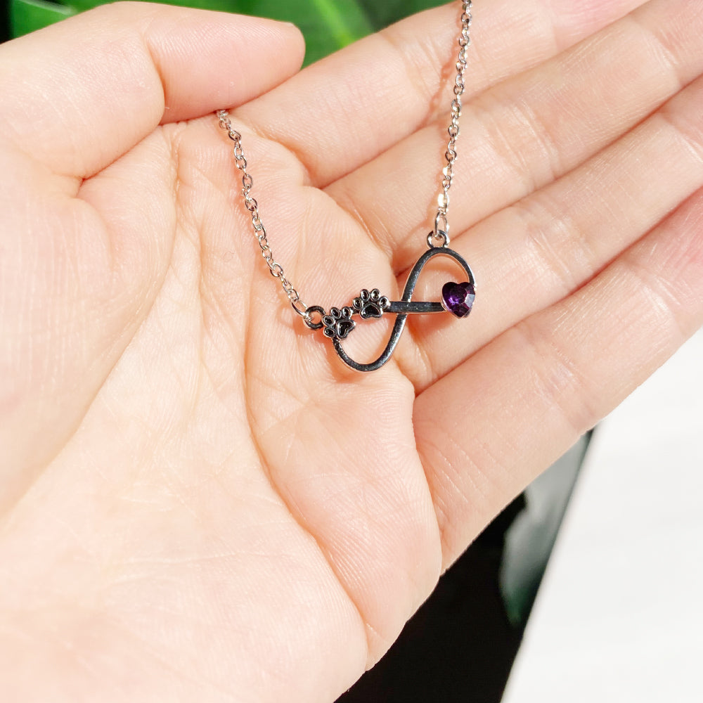 Infinity Birthstone Paw Print Necklaces