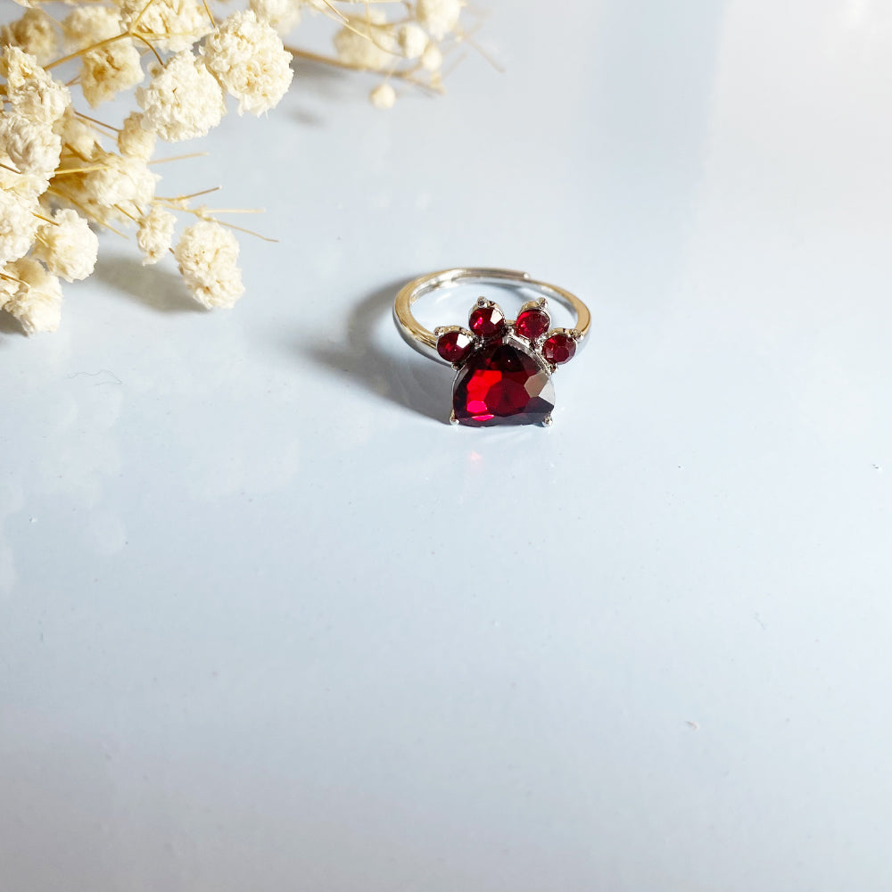Paw Print Birthstone Rings