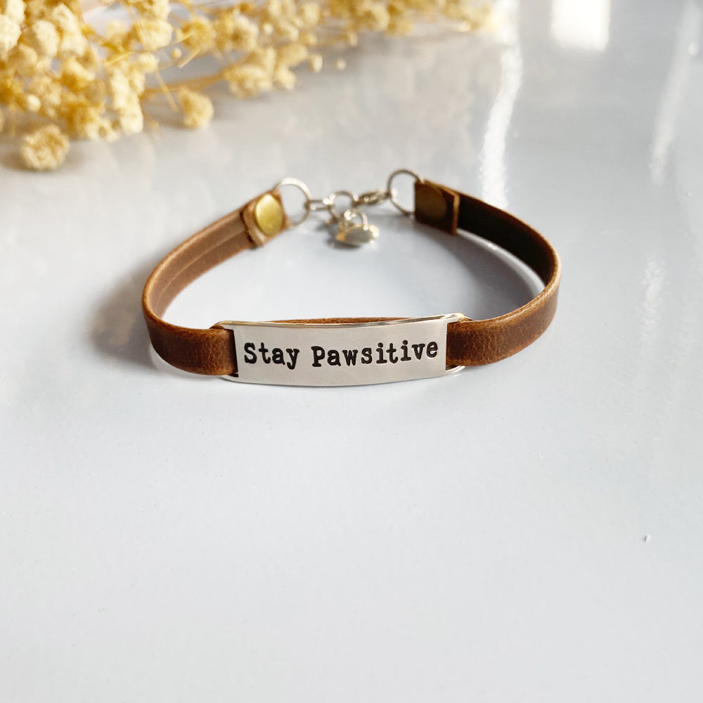 Stay Pawsitive Leather Bracelet