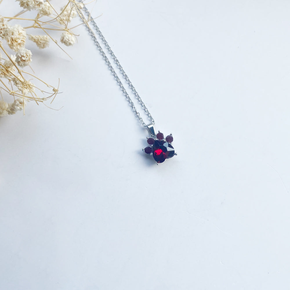 Paw Print Birthstone Necklaces