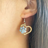 Golden Paw Heart Dangles Earrings