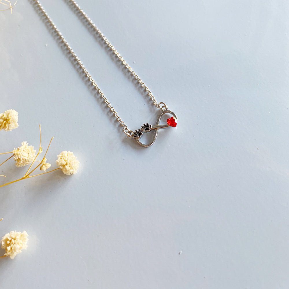 Infinity Birthstone Paw Print Necklaces