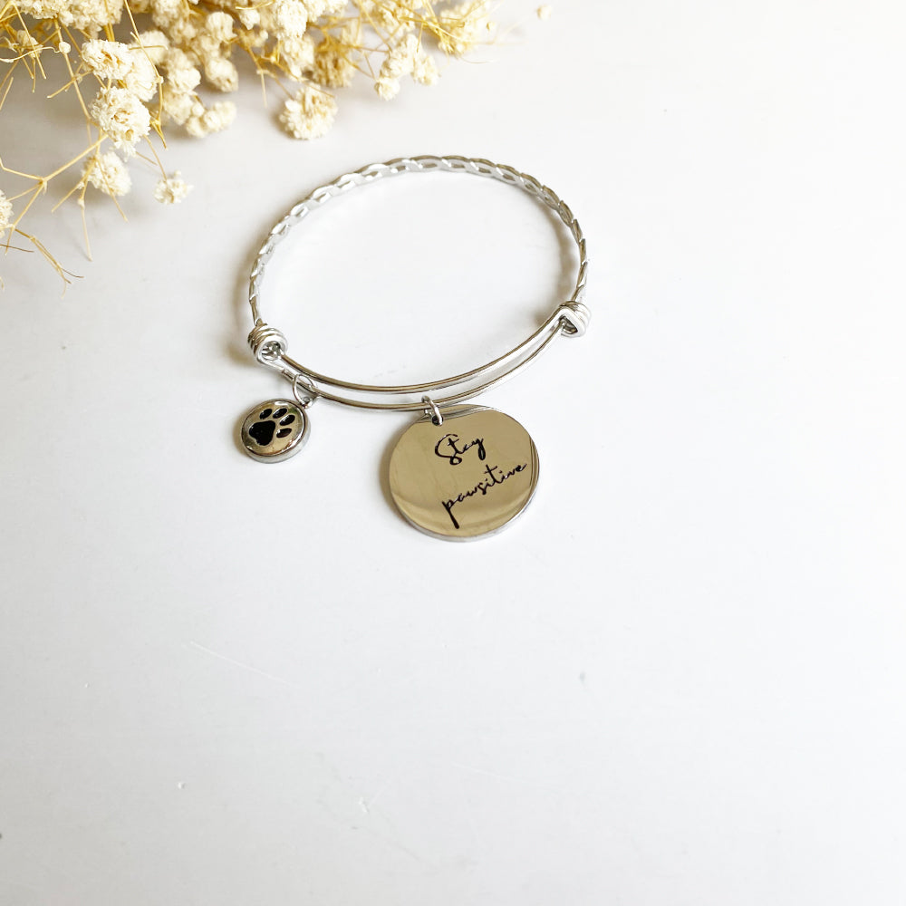 Stay Pawsitive Charm Bangle