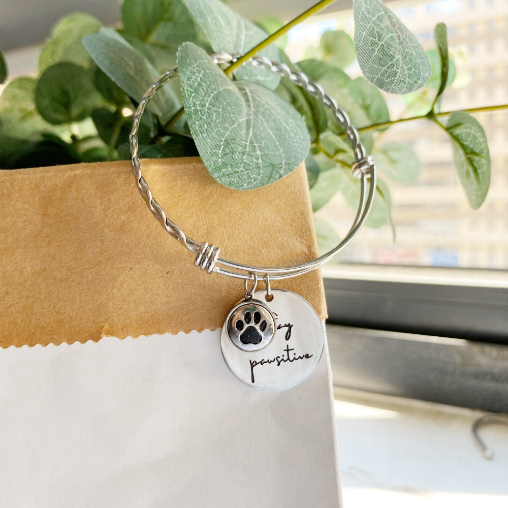 Stay Pawsitive Charm Bangle