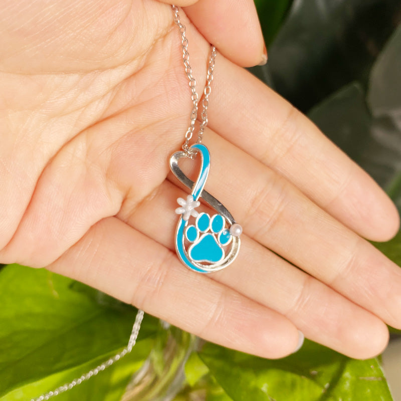 Blue Blossom Paw Infinity Necklace