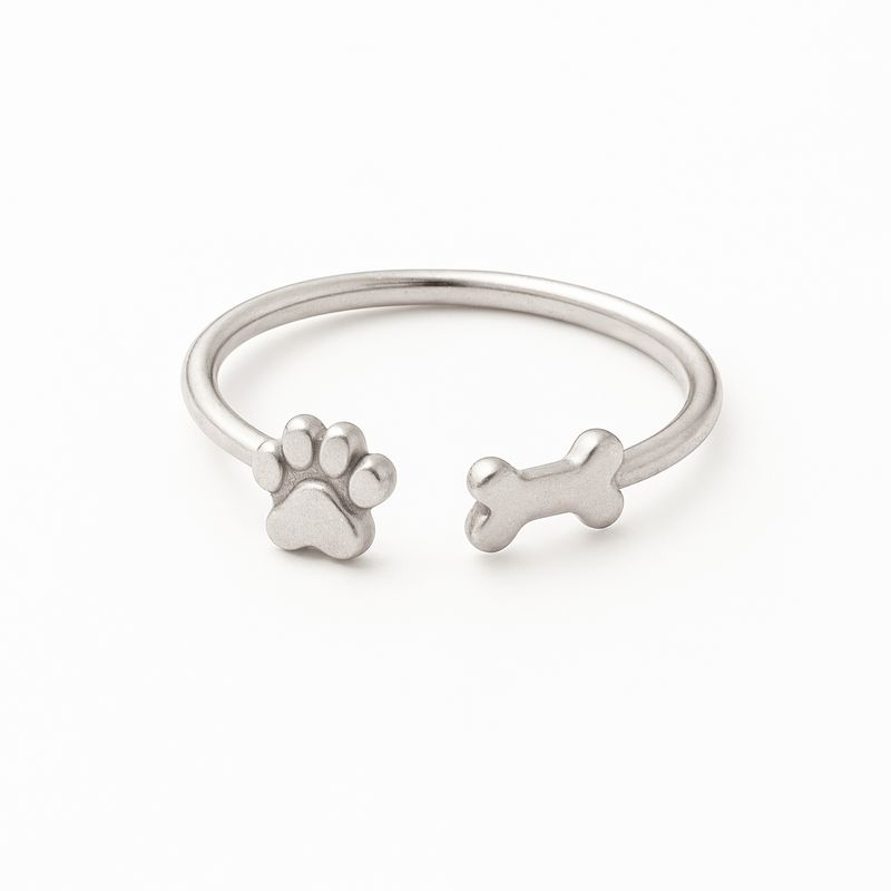 Silver Paw & Bone Hug Ring
