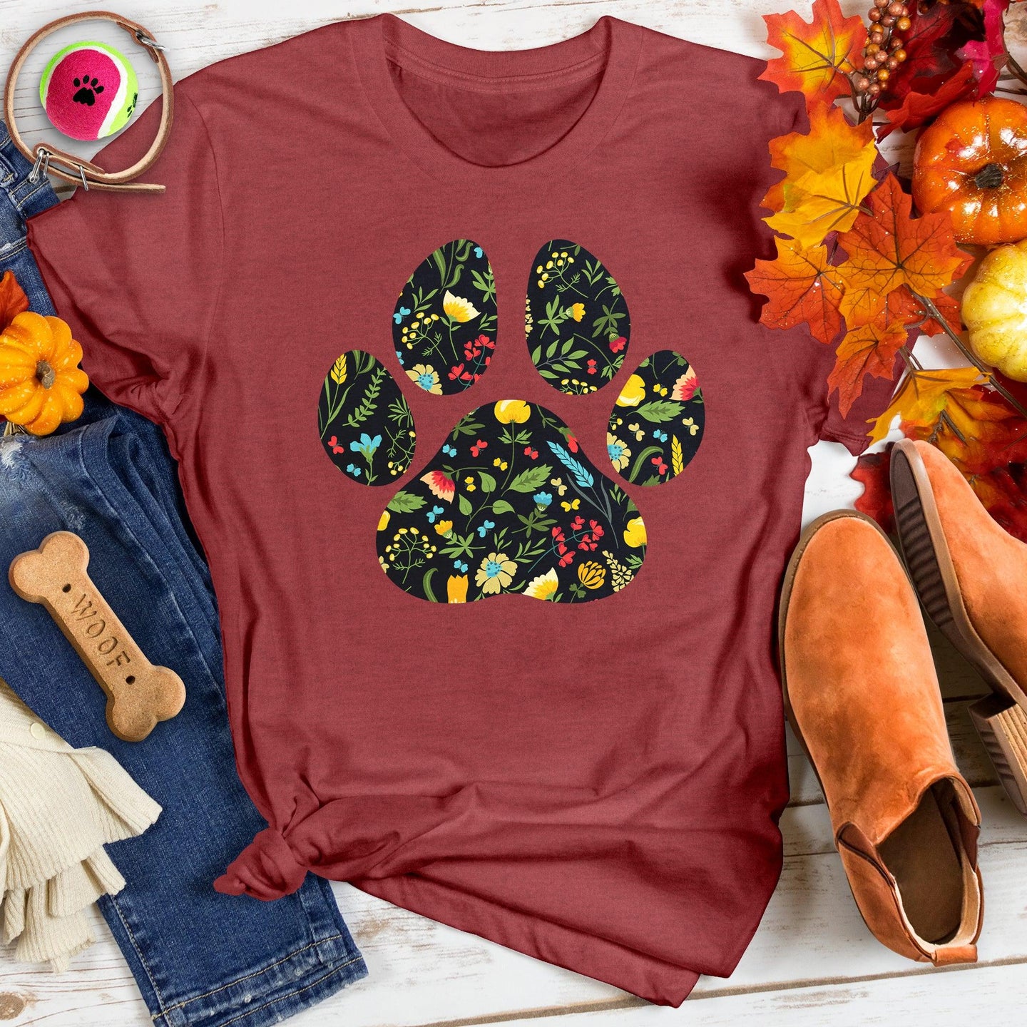 Floral Paw Print Tee
