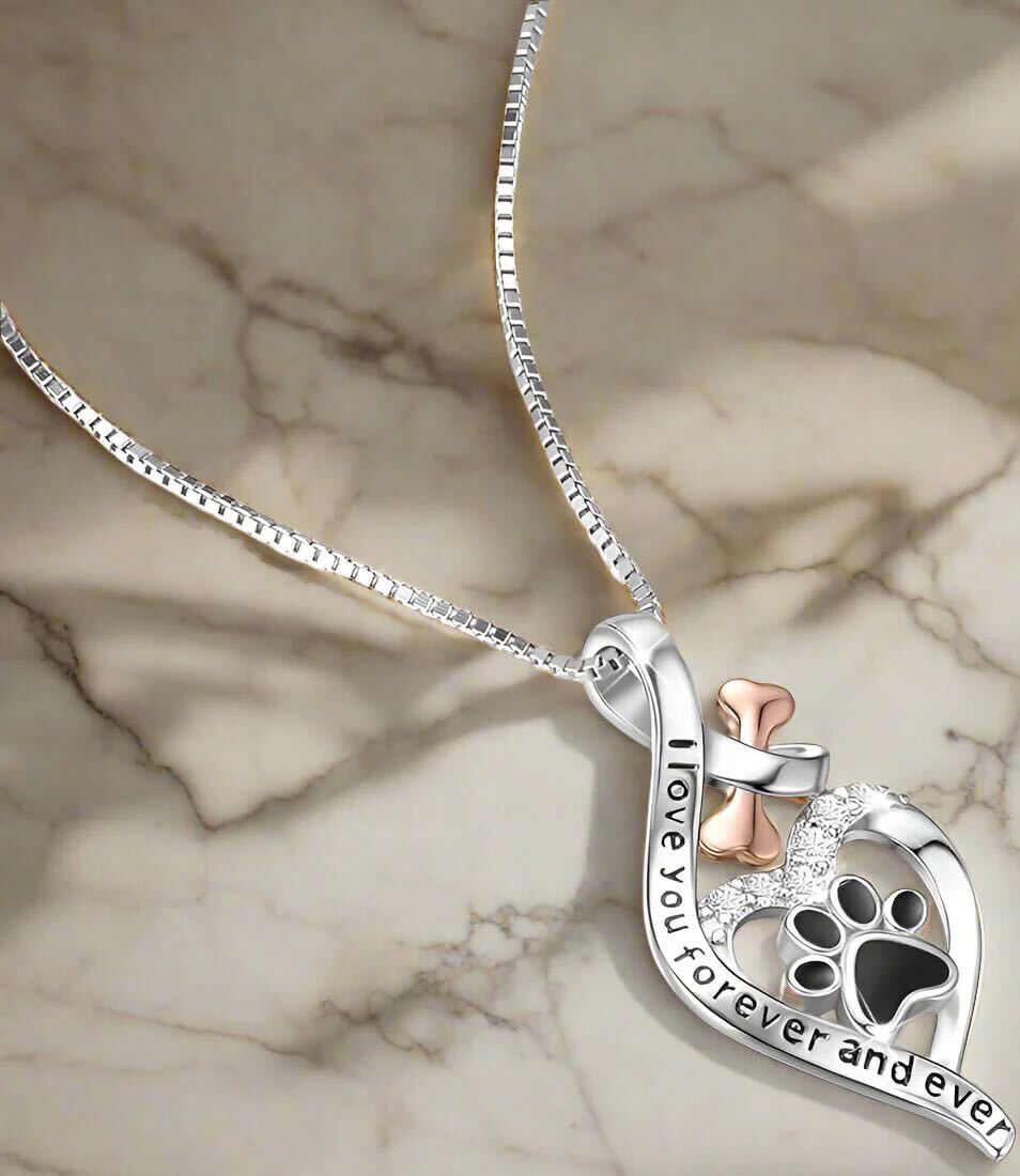 I Love You Forever & Ever Paw Necklace