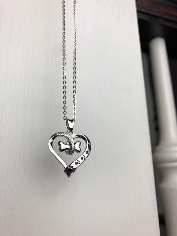 Bone Heart Paw Necklace