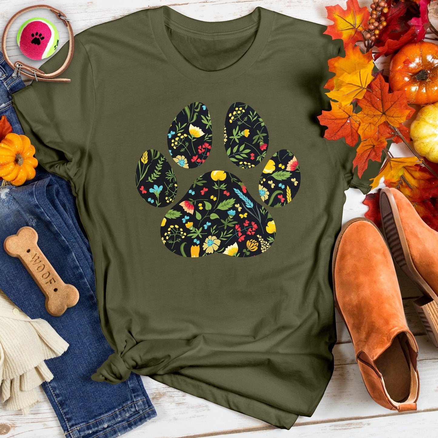 Floral Paw Print Tee