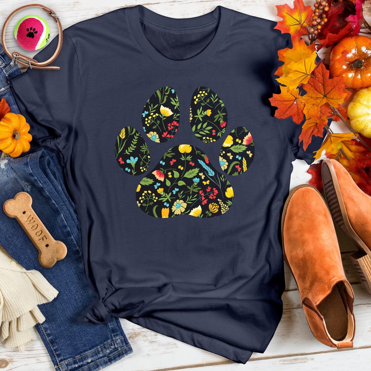 Floral Paw Print Tee