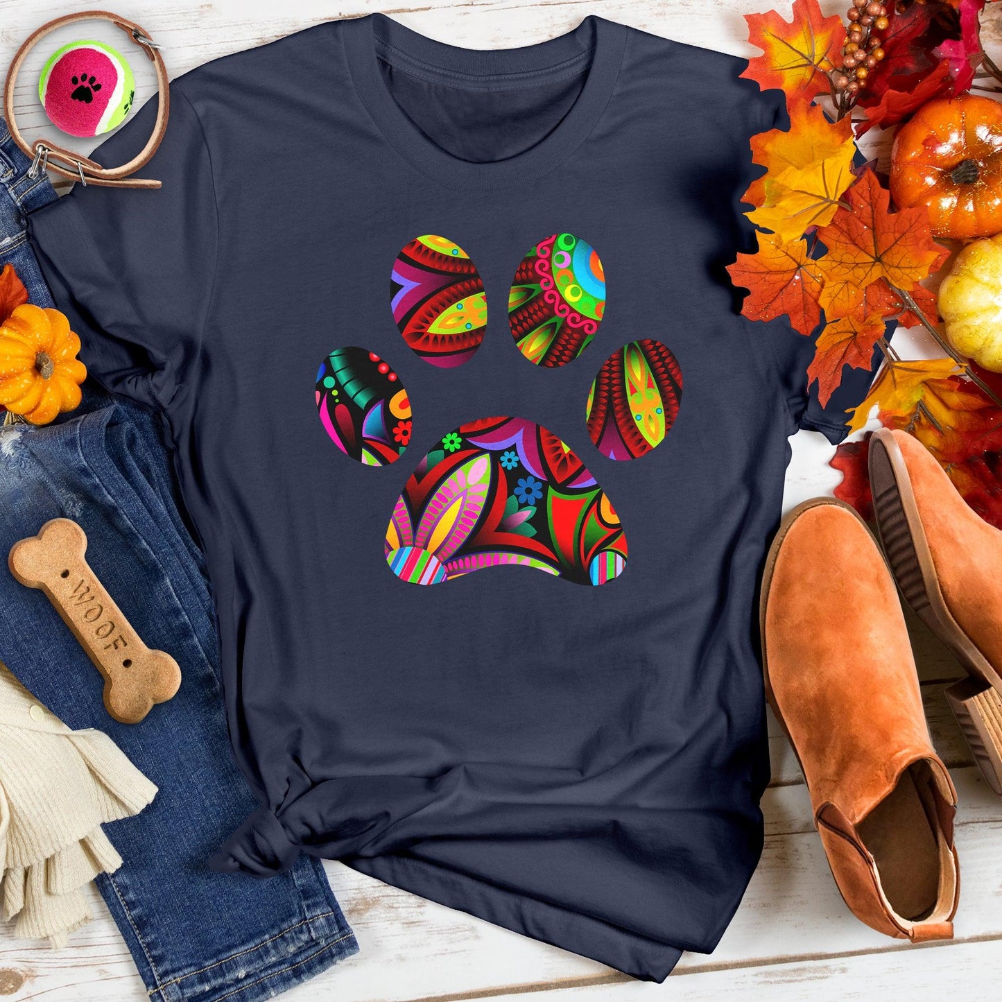 Flower Ornament Paw Tee