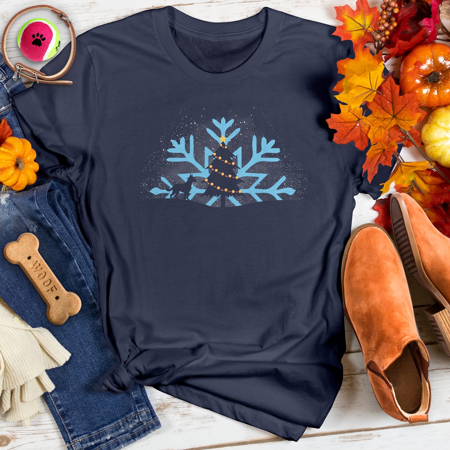 Snowflake Pup & Tree Tee