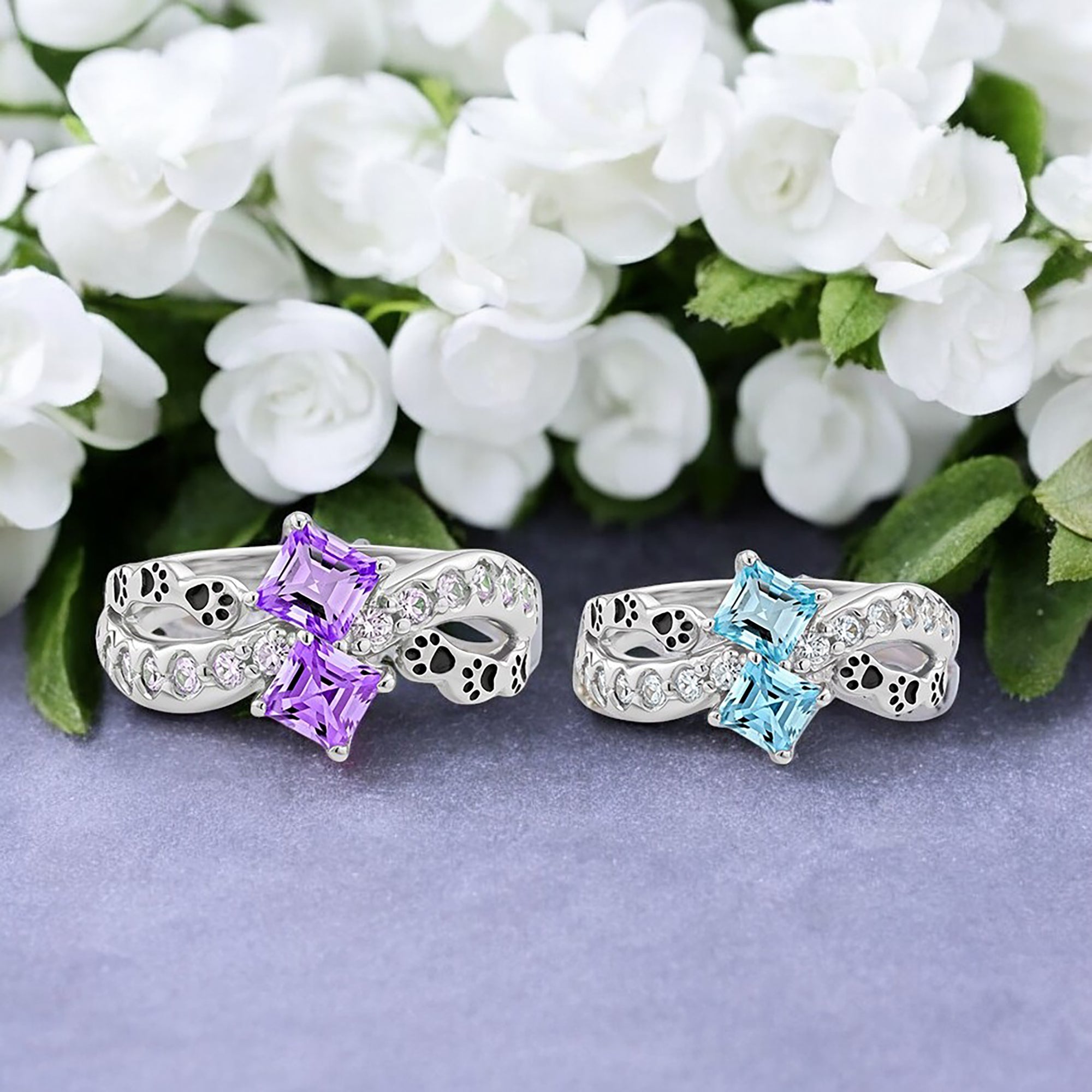 Paw Print Path Stone Rings – Seasonal Paws