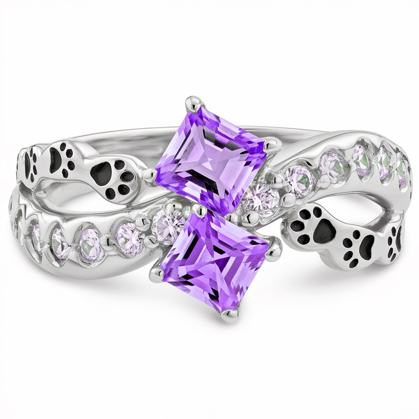 Paw Print Path Stone Rings