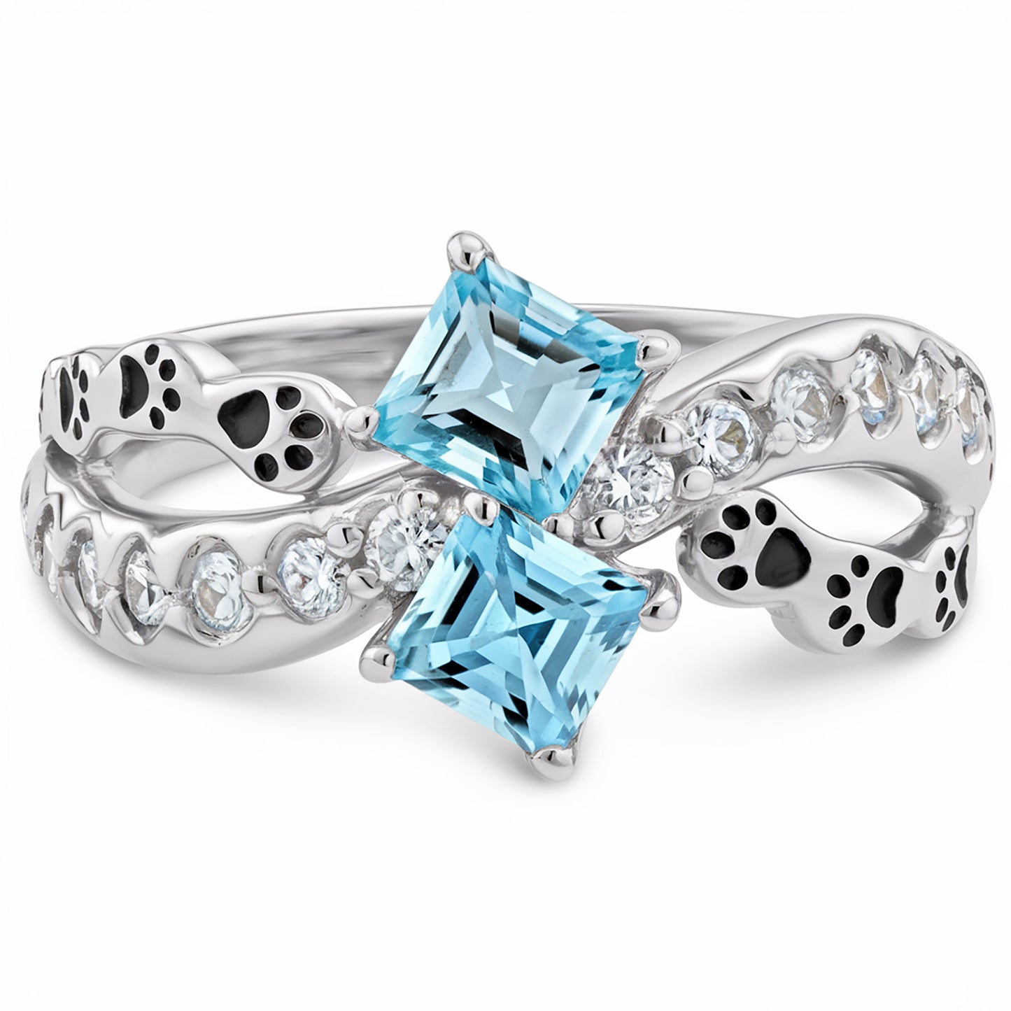 Paw Print Path Stone Rings