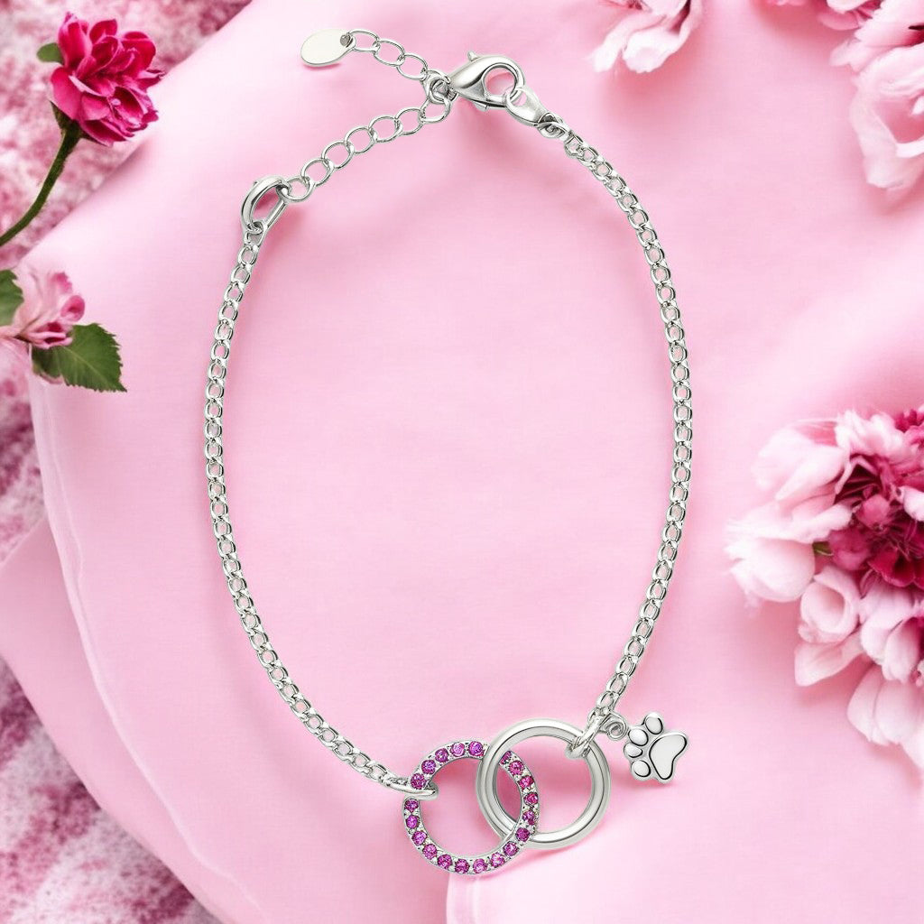 Amethyst Aura Paw Link Bracelet