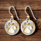 Golden Paw Circle Drop Earrings
