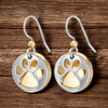 Golden Paw Circle Drop Earrings