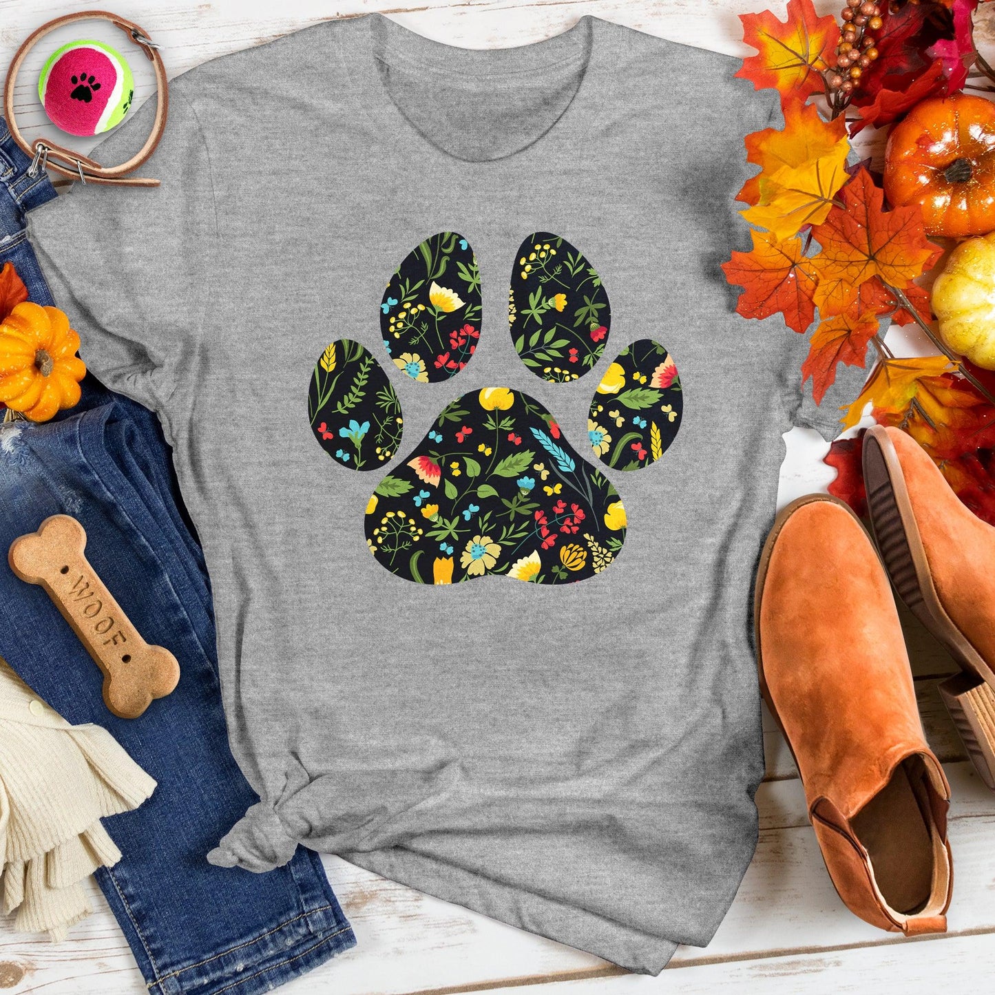 Floral Paw Print Tee