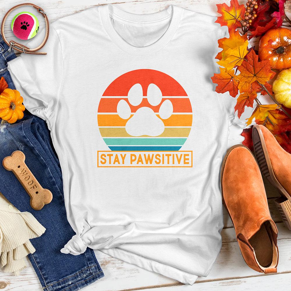 Stay Pawsitive Retro Sunrise Tee