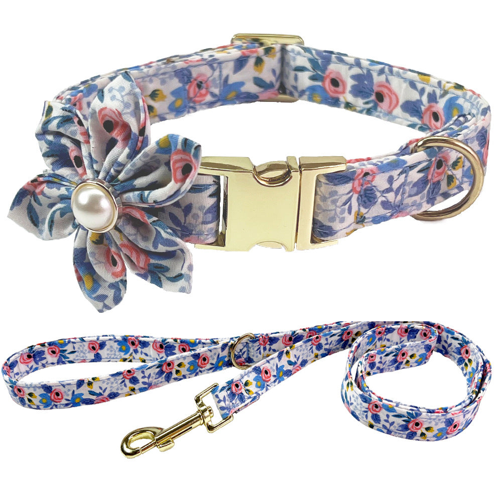 Pearl Flower Patterned Collar & Leash