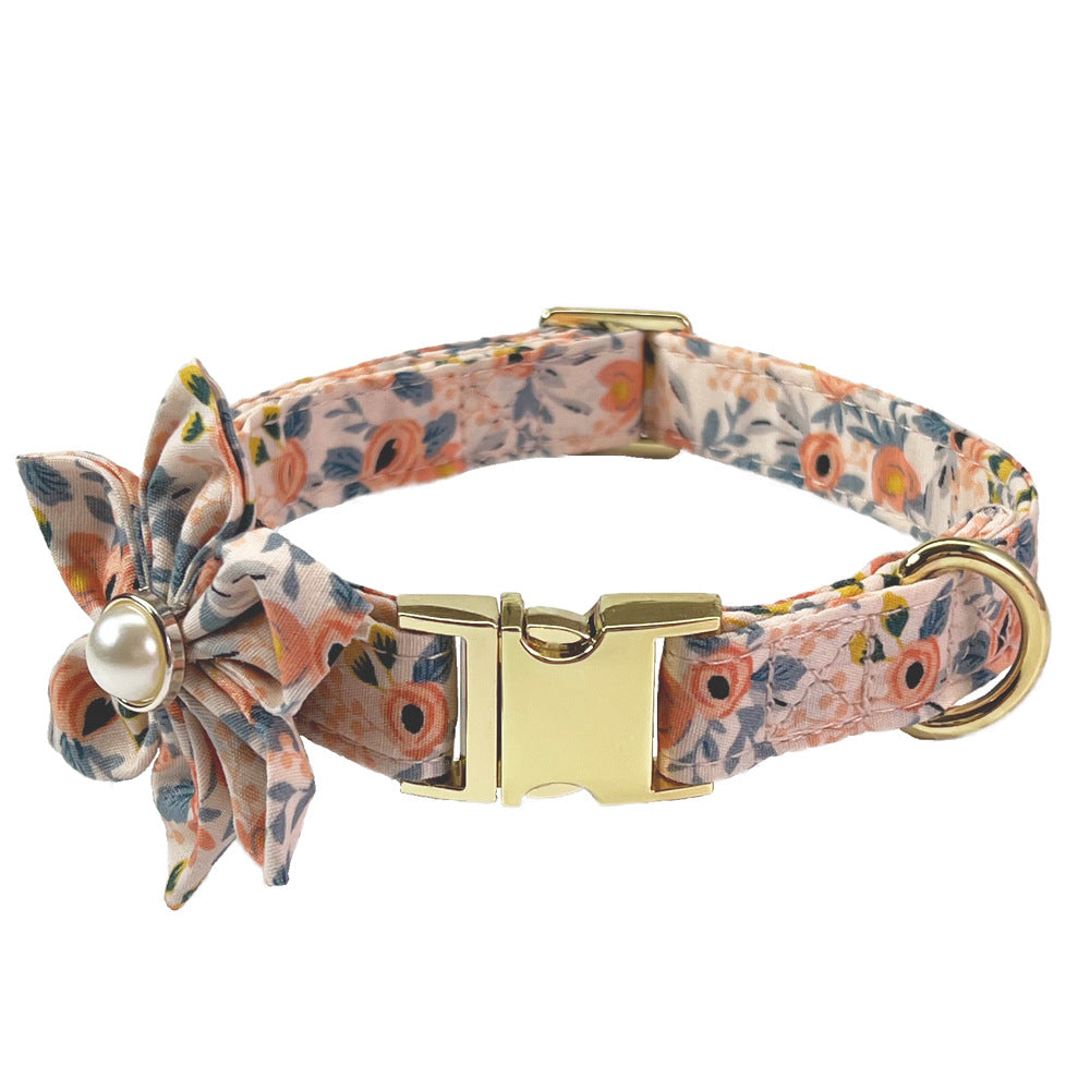 Pearl Flower Patterned Collar & Leash