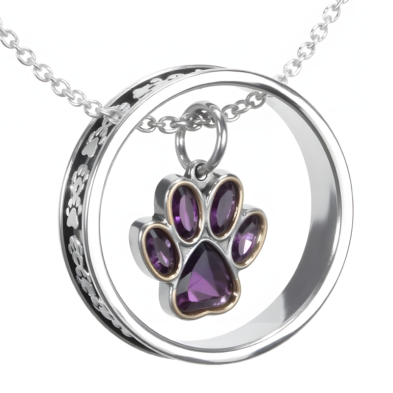 Paw Halo Birthstone Necklaces