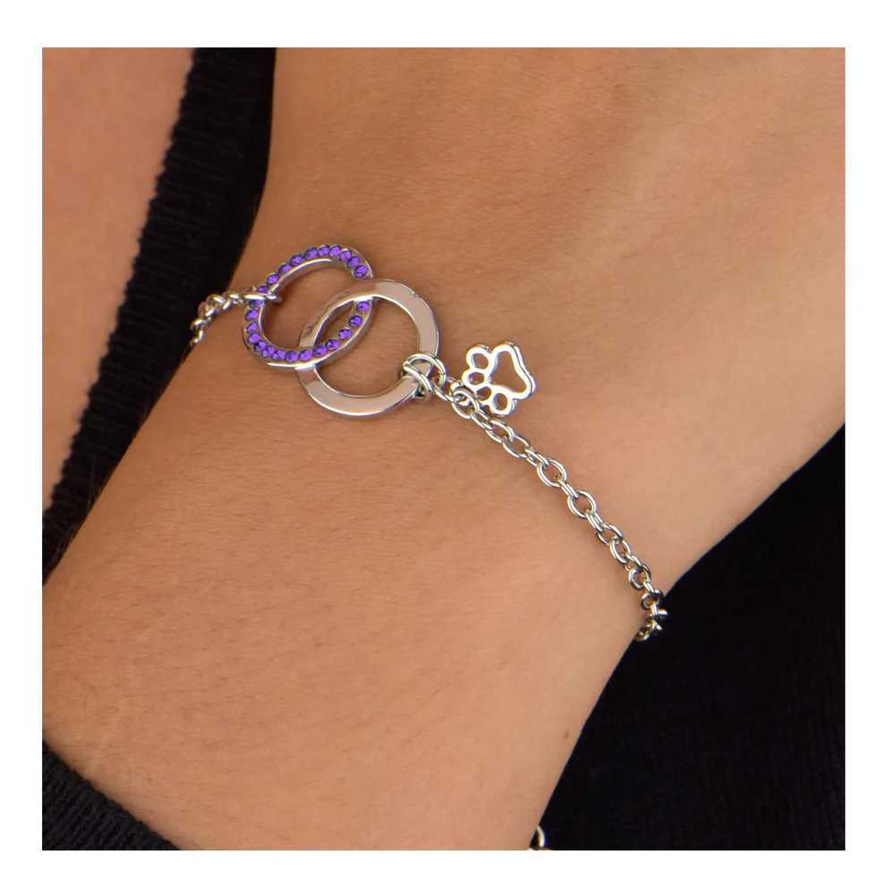 Amethyst Aura Paw Link Bracelet