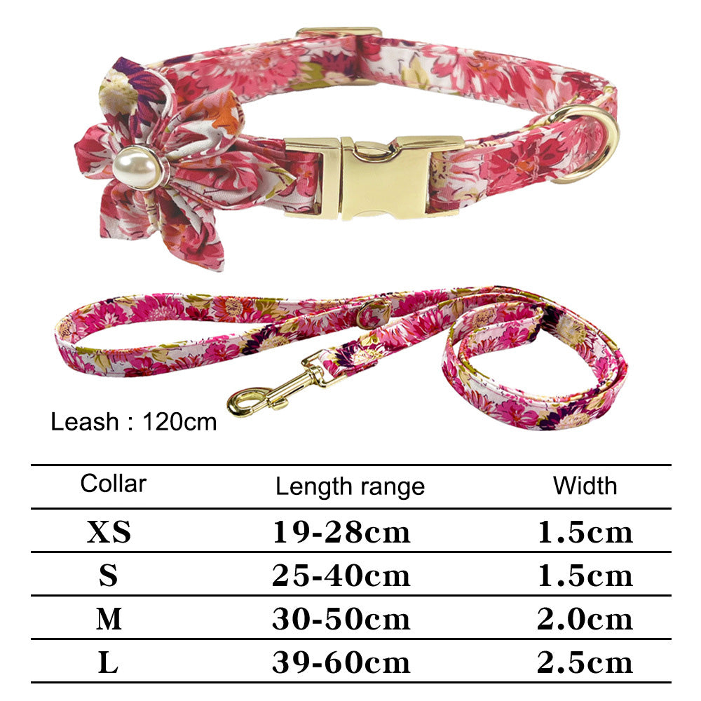 Pearl Flower Patterned Collar & Leash